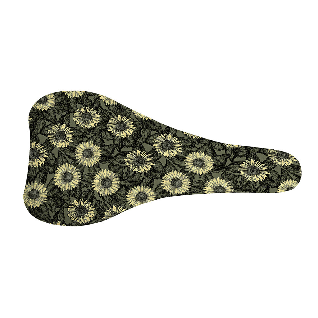 Dark Sunflower Pattern Print Bicycle Seat Cover
