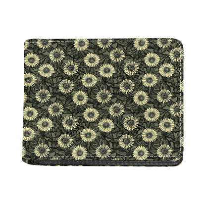 Dark Sunflower Pattern Print Bifold Wallet