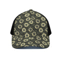 Dark Sunflower Pattern Print Black Mesh Trucker Hat