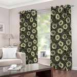 Dark Sunflower Pattern Print Blackout Grommet Curtains