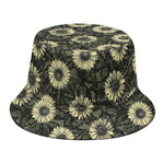 Dark Sunflower Pattern Print Bucket Hat