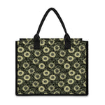 Dark Sunflower Pattern Print Canvas Tote Bag
