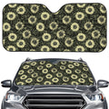 Dark Sunflower Pattern Print Car Windshield Sun Shade