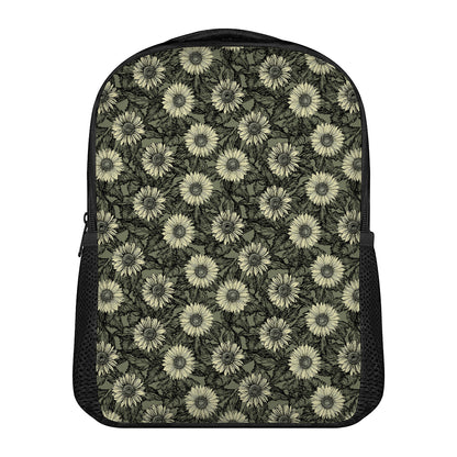 Dark Sunflower Pattern Print Casual Backpack