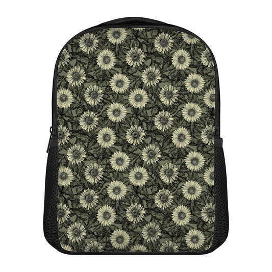 Dark Sunflower Pattern Print Casual Backpack
