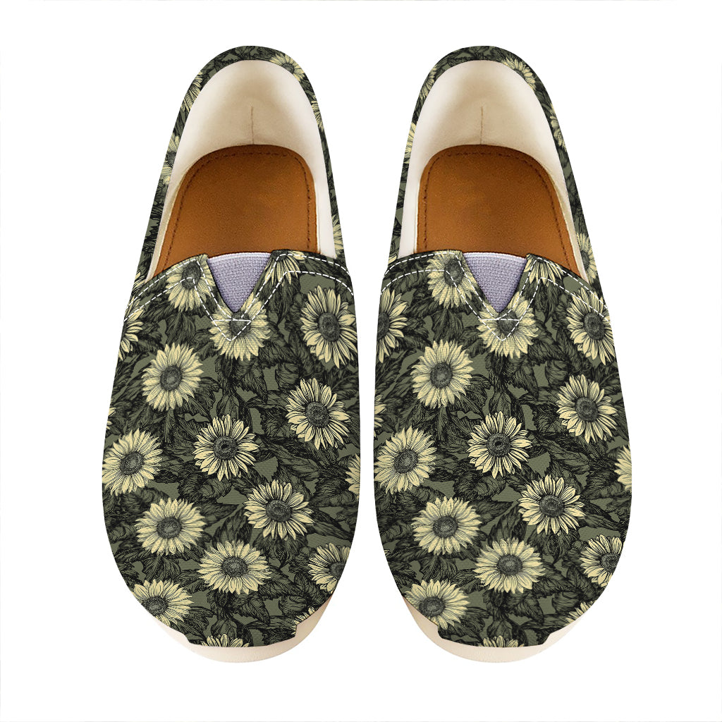 Dark Sunflower Pattern Print Casual Shoes