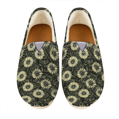 Dark Sunflower Pattern Print Casual Shoes