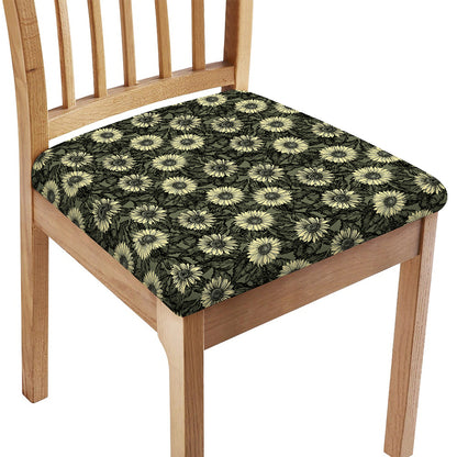 Dark Sunflower Pattern Print Chair Cushion Cover