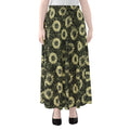 Dark Sunflower Pattern Print Chiffon Maxi Skirt