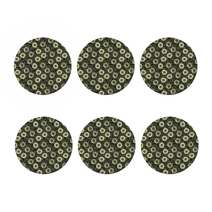 Dark Sunflower Pattern Print Coaster Set
