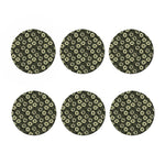 Dark Sunflower Pattern Print Coaster Set