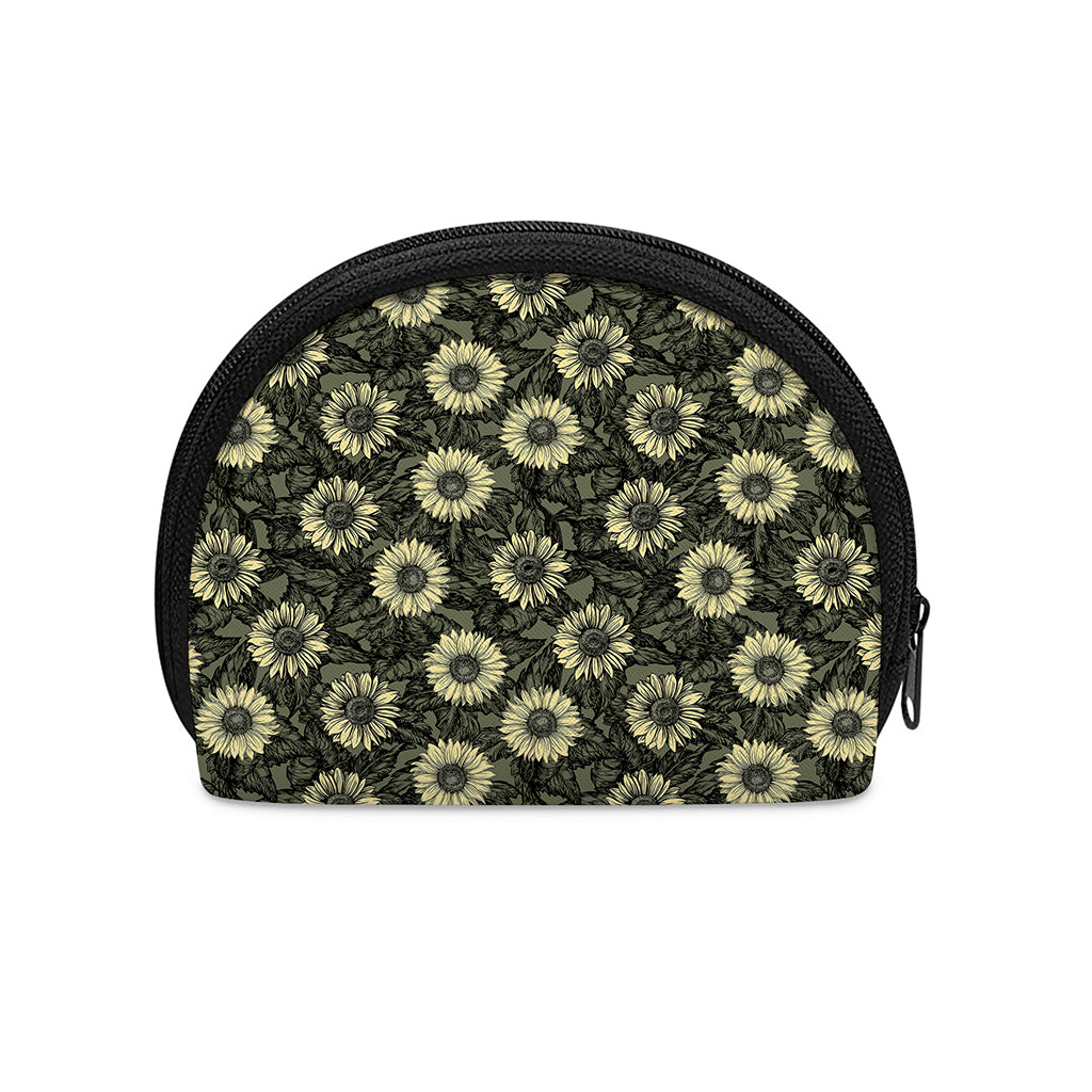 Dark Sunflower Pattern Print Coin Purse