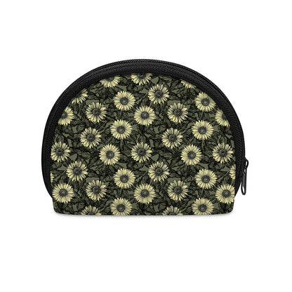 Dark Sunflower Pattern Print Coin Purse