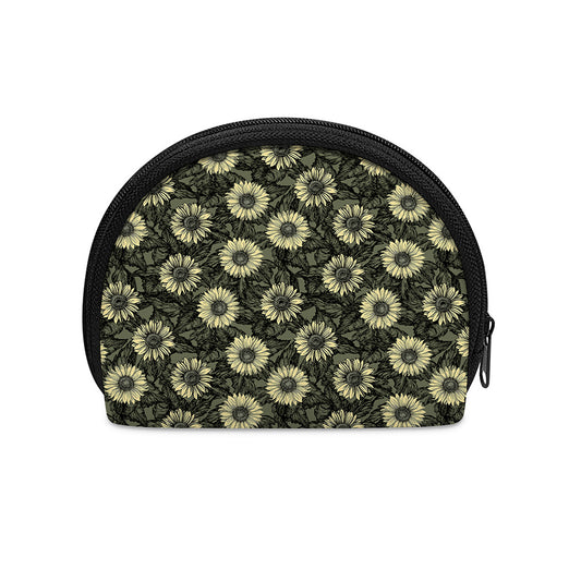 Dark Sunflower Pattern Print Coin Purse