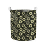 Dark Sunflower Pattern Print Collapsible Laundry Basket