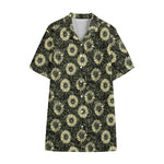 Dark Sunflower Pattern Print Cotton Hawaiian Shirt