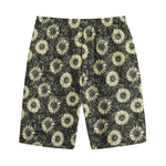 Dark Sunflower Pattern Print Cotton Shorts