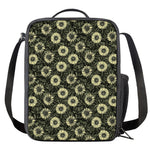 Dark Sunflower Pattern Print Crossbody Lunch Bag