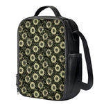 Dark Sunflower Pattern Print Crossbody Lunch Bag