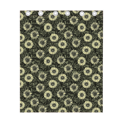 Dark Sunflower Pattern Print Curtain
