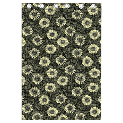 Dark Sunflower Pattern Print Curtain