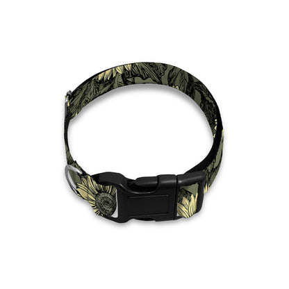 Dark Sunflower Pattern Print Dog Collar