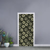 Dark Sunflower Pattern Print Door Sticker