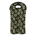 Dark Sunflower Pattern Print Double Neoprene Wine Tote