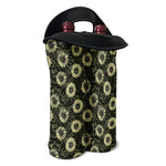 Dark Sunflower Pattern Print Double Neoprene Wine Tote