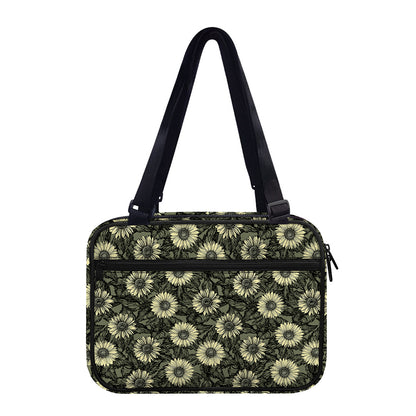 Dark Sunflower Pattern Print Double Strap Bible Bag