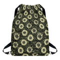 Dark Sunflower Pattern Print Drawstring Backpack