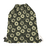 Dark Sunflower Pattern Print Drawstring Bag