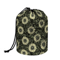 Dark Sunflower Pattern Print Drawstring Makeup Bag