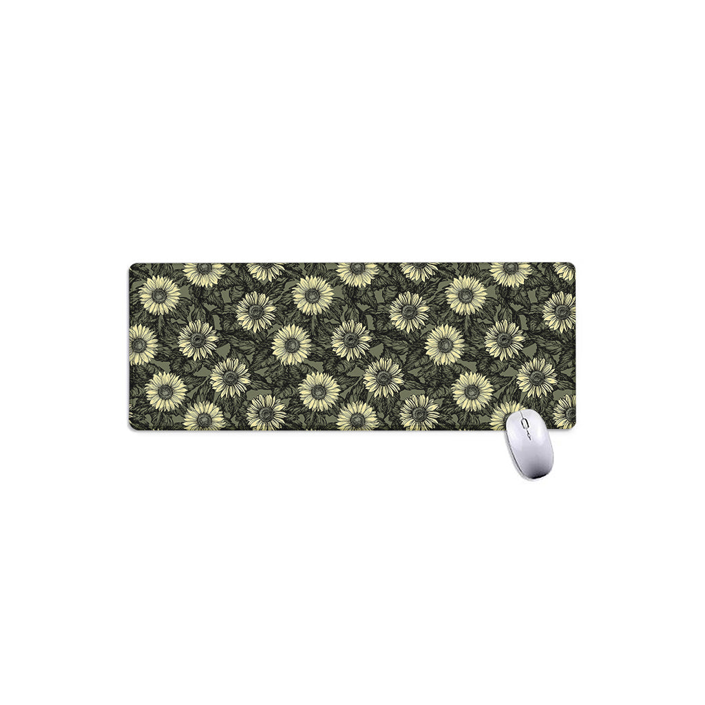 Dark Sunflower Pattern Print Extended Mouse Pad