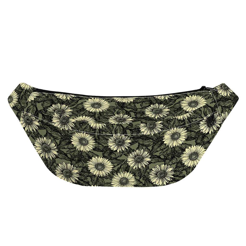 Dark Sunflower Pattern Print Fanny Pack