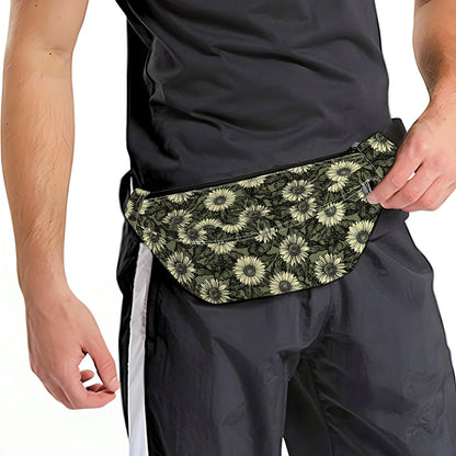 Dark Sunflower Pattern Print Fanny Pack