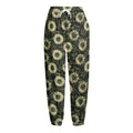 Dark Sunflower Pattern Print Fleece Lined Knit Pants