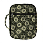 Dark Sunflower Pattern Print Front Pocket Bible Bag
