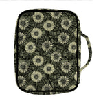 Dark Sunflower Pattern Print Front Pocket Bible Bag
