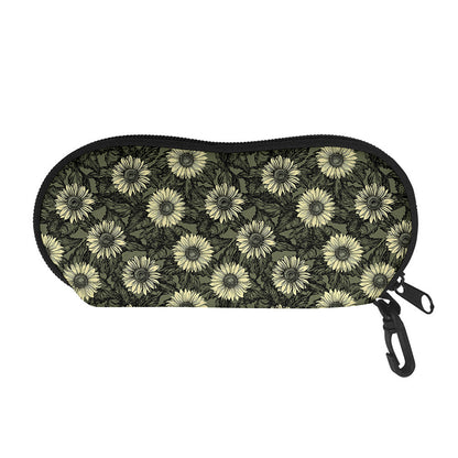 Dark Sunflower Pattern Print Glasses Case