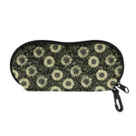 Dark Sunflower Pattern Print Glasses Case