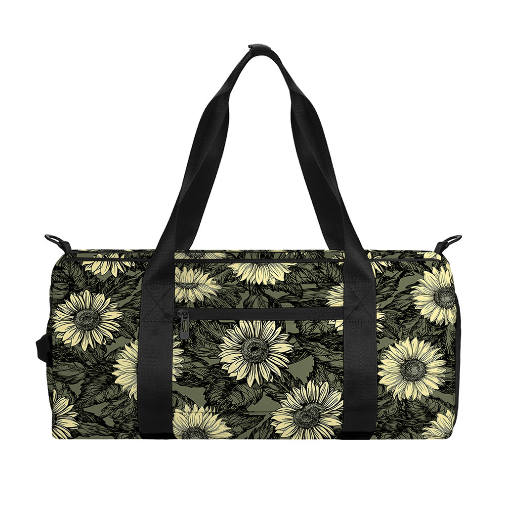 Dark Sunflower Pattern Print Gym Bag