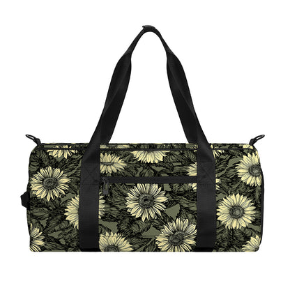 Dark Sunflower Pattern Print Gym Bag