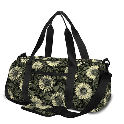 Dark Sunflower Pattern Print Gym Bag