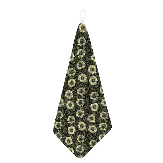 Dark Sunflower Pattern Print Hand Towel