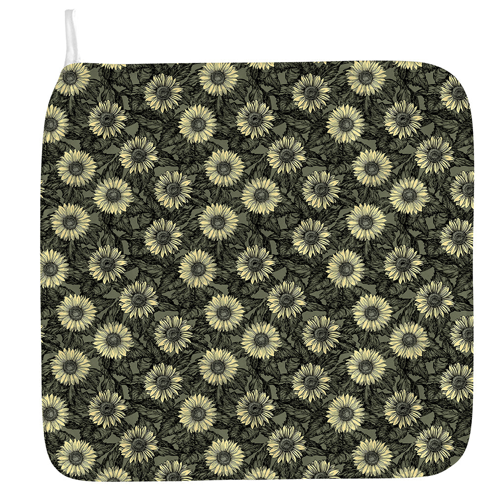 Dark Sunflower Pattern Print Hand Towel