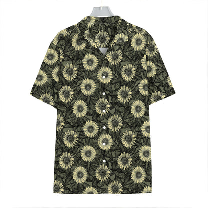 Dark Sunflower Pattern Print Hawaiian Shirt