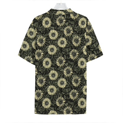 Dark Sunflower Pattern Print Hawaiian Shirt