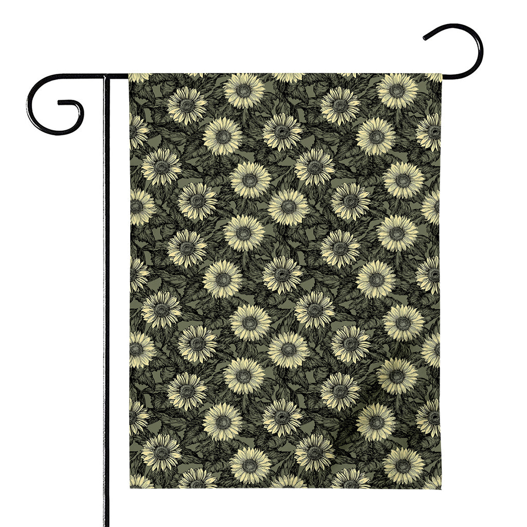 Dark Sunflower Pattern Print House Flag