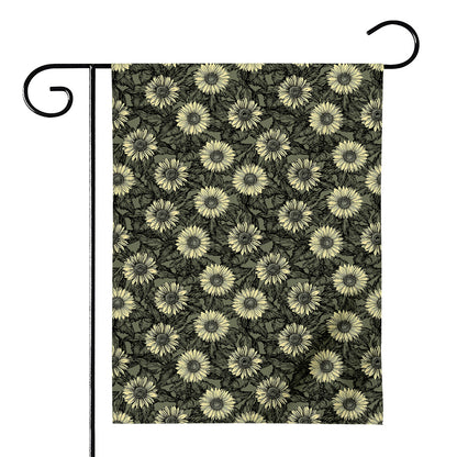 Dark Sunflower Pattern Print House Flag